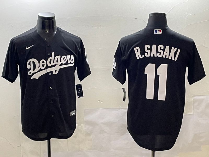 Men Los Angeles Dodgers #11 R.Sasaki Black Game 2025 Nike MLB Jersey style 1->los angeles dodgers->MLB Jersey